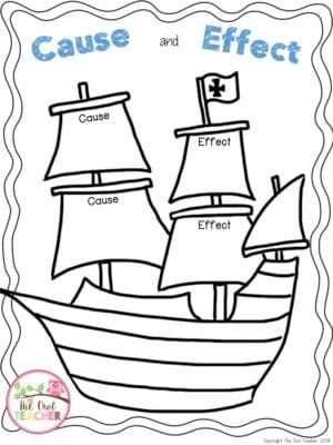 Thanksgiving Activity: Mayflower Cause and Effect