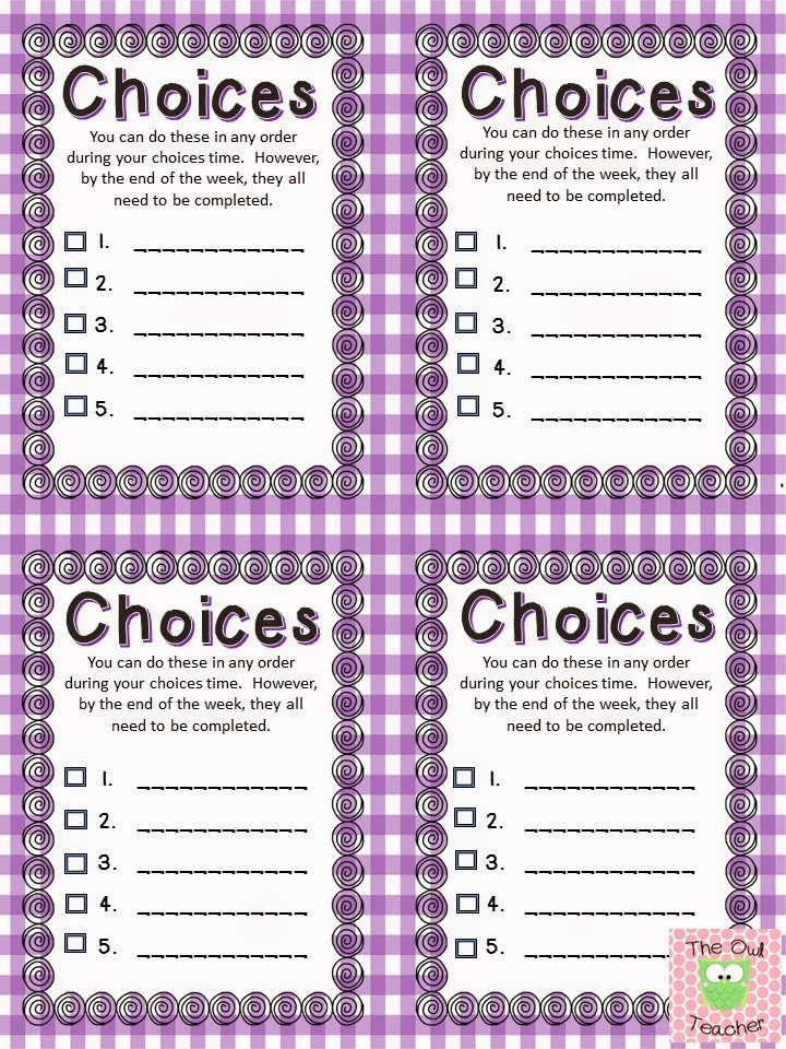 Click here to download my FREE Choices sheet!