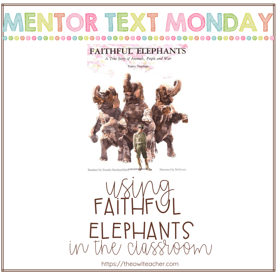 Faithful Elephants is a historical fiction book that can be used as a mentor text to teach a variety of reading genres and Vocabulary. It can also be used to teach comprehension strategies.