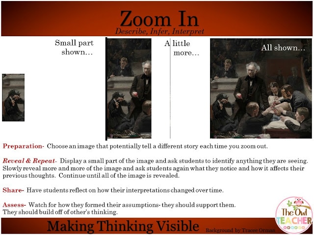 Zoom In thinking routines for Making Thinking Visible.