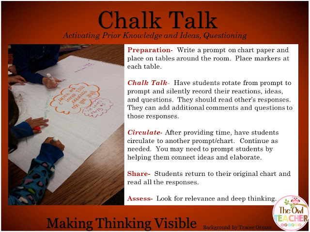 Chalk Talk thinking routines for Making Thinking Visible.