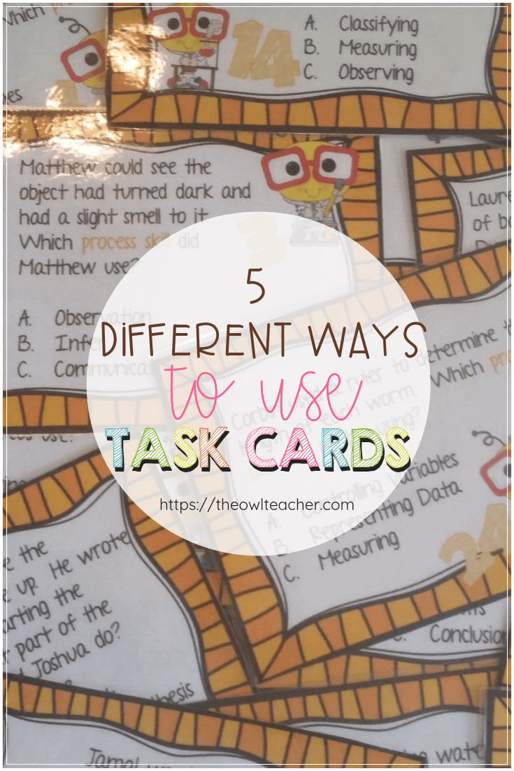 Are you looking for some new ideas on how to use task cards in the elementary classroom? Check out these 5 different ways to engage students using task cards! via @deshawtammygmail.com