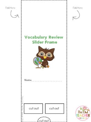 Help your students study and test their vocabulary review knowledge using this free slider frame that can be used as a literacy center or for early finishers! And it's editable!