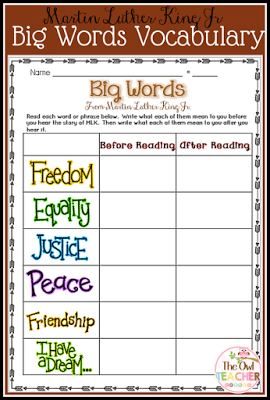 My Big Words vocabulary sheet, plus a freebie!