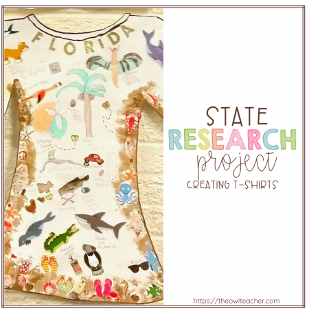 For this social studies and writing project, we explored nonfiction books to learn about U.S. States. We took notes on a graphic organizer, created an information writing piece, and then created our state tourist t-shirts! The students were really engaged with this fun research idea! Check it out here to learn just how we did it!