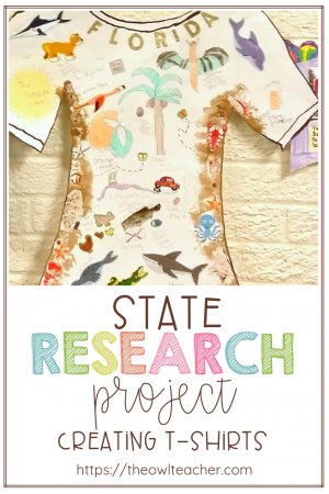 For this social studies and writing project, we explored nonfiction books to learn about U.S. States. We took notes on a graphic organizer, created an information writing piece, and then created our state tourist t-shirts! The students were really engaged with this fun research idea! Check it out here to learn just how we did it!