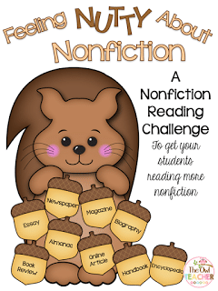 I wanted my students to be exposed to many different types of nonfiction reading - especially with the common core standards requiring it. That's when I decided to create this reading challenge freebie to engage them into reading nonfiction more! Check out this reading idea for your elementary classroom!