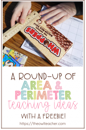 If you teach upper elementary math, then you probably need to teach area and perimeter. This blog post shares a collection of ideas for teaching area and perimeter, curated from several upper elementary bloggers! Click through to read more and get links!