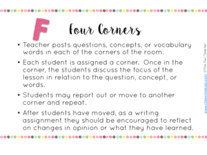 four corners game in classroom