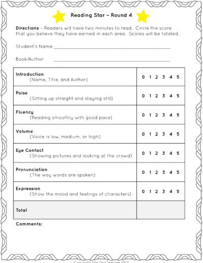 Does your school have a Reading Stars competition? I know that competitions are sometimes looked down upon in schools, but this Reading Star challenge is voluntary and allows students to practice several Common Core reading standards. These include fluency, expression, public speaking, and more! Learn how the challenge works and download a free rubric and parent letter in this post!