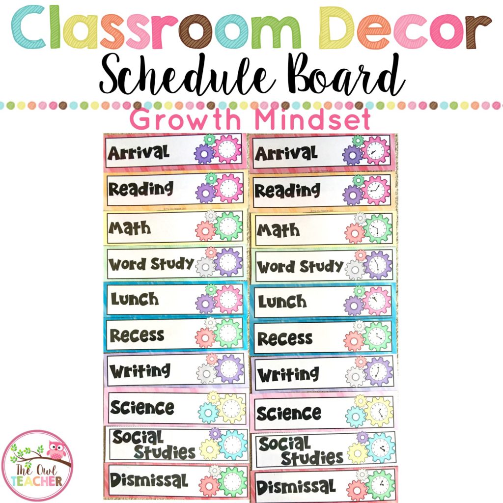 Growth Mindset Classroom Schedule Cards - The Owl Teacher