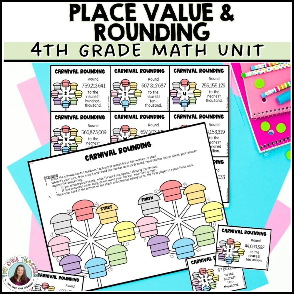 Place Value and Rounding Math Workshop Unit for 4th grade