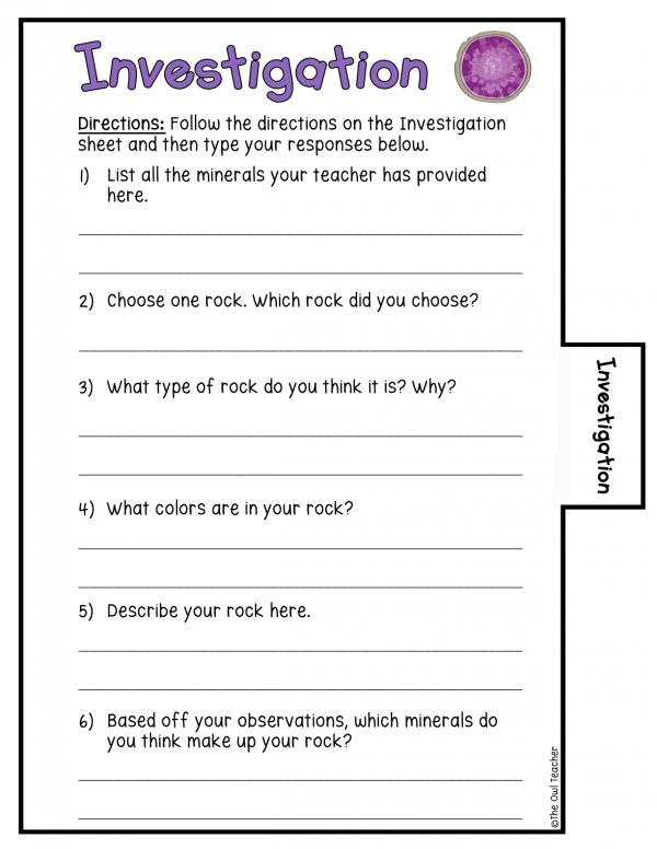 Rocks & Minerals Investigation Booklet Printable & Digital - The Owl ...