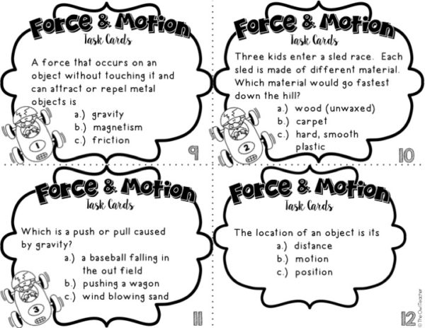 Force and Motion Task Cards - The Owl Teacher