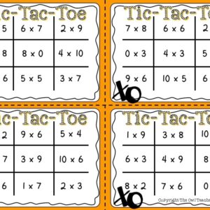 Tic Tac Toe Multiplication Facts Task Card Game