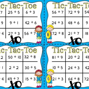 Tic Tac Toe Division Facts Task Card Game