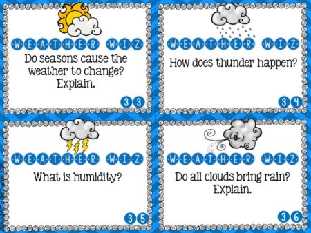 Higher Level Weather Questions: Task Cards, Fan Strips, and Journal ...