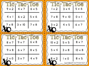 Tic Tac Toe Multiplication Facts Task Card Game - The Owl Teacher