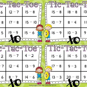Tic Tac Toe Subtraction Task Card Game