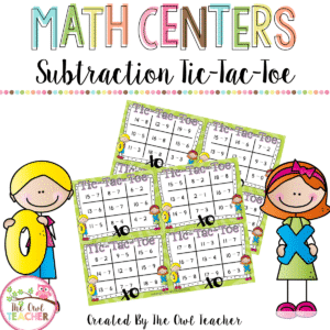 Tic Tac Toe Subtraction Task Card Game