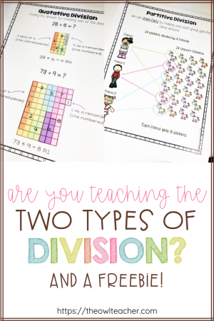 Are you teaching the two types of division required by common core math? Check out this post to learn about partitive and quotative division and grab a freebie to get started!