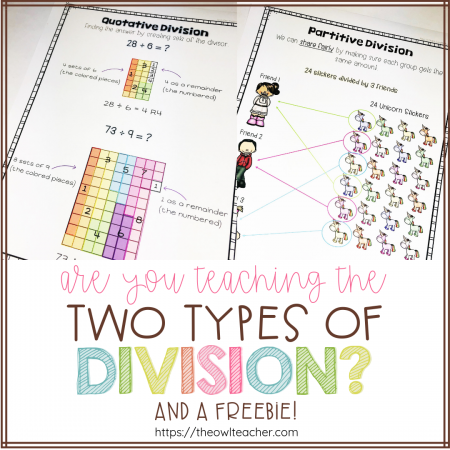 Are you teaching the two types of division required by common core math? Check out this post to learn about partitive and quotative division and grab a freebie to get started!