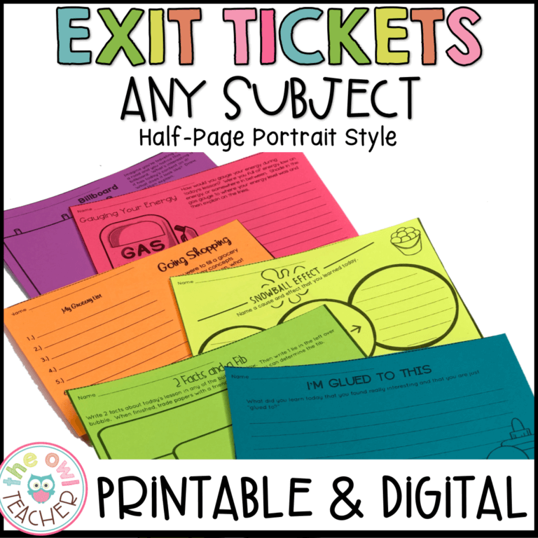 Exit Tickets | Exit Slips Printable & Digital (Google)- Half Page Style ...