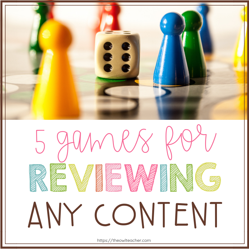 Are you looking for some games that you can use whole group to review important content with your class before a test? Check out these 5 engaging games for reviewing!