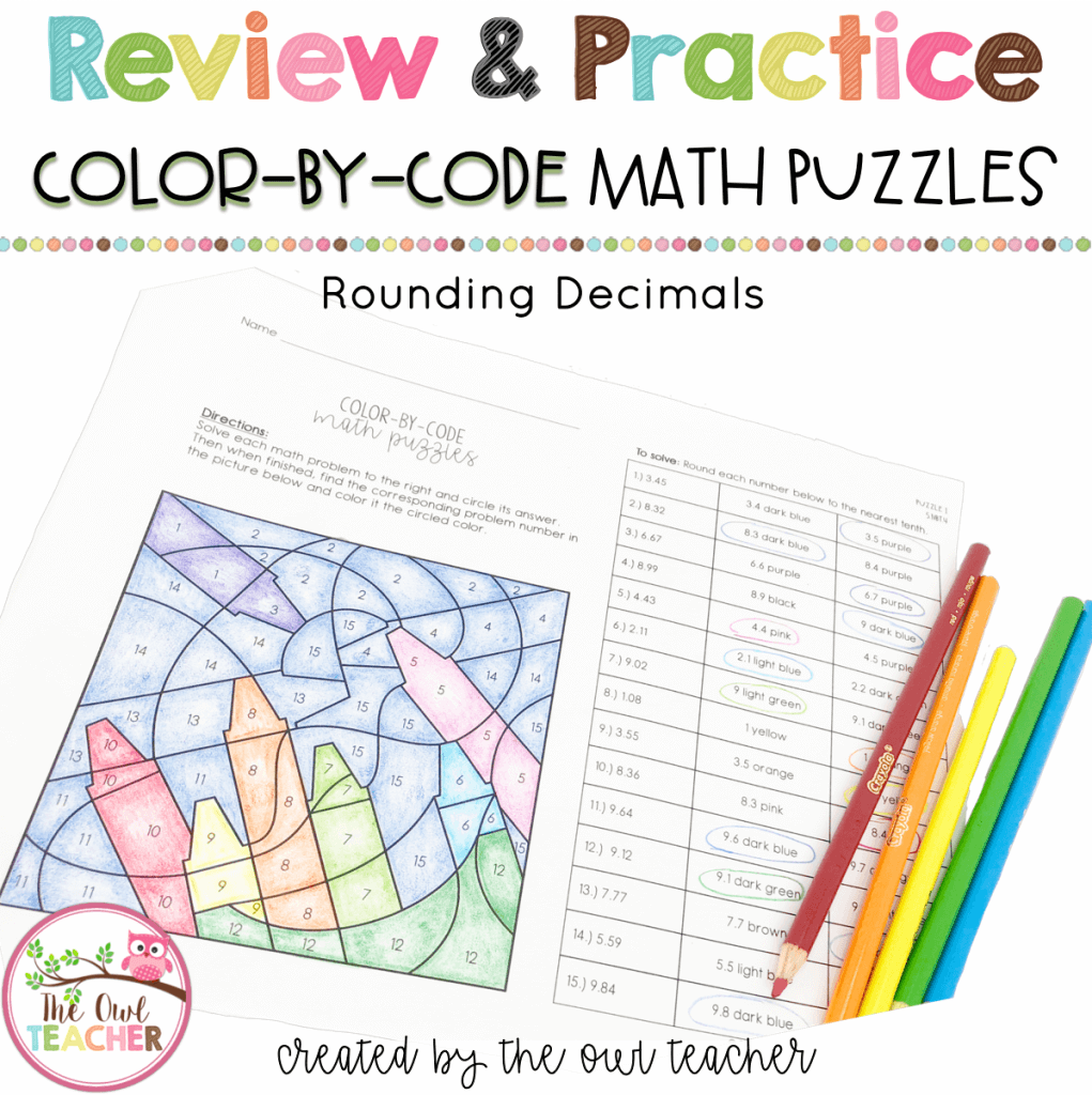 Color By Number (or Color By Code) Rounding Decimals