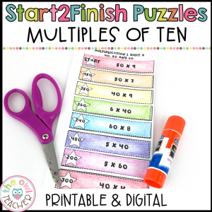 Multiples of 10 Start2Finish Printable & Digital (Google) Math Puzzles