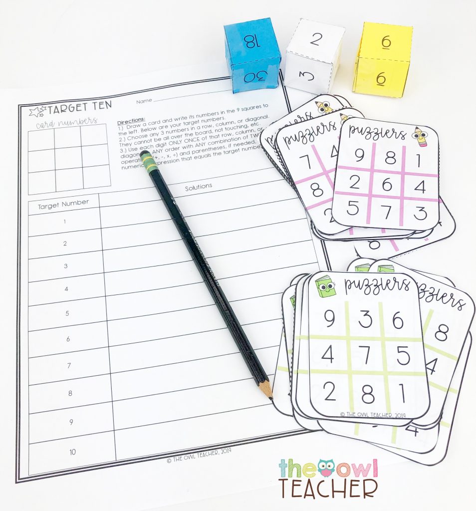 It's so important that students are increasing their critical thinking skills in math each day. Learn how I use the game puzzlers to do just that! Save this pin and then check it out!