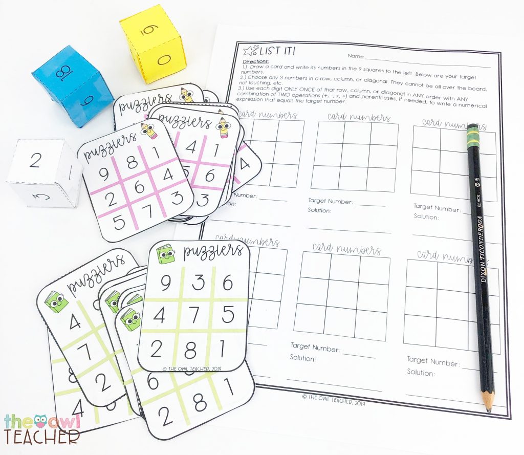 It's so important that students are increasing their critical thinking skills in math each day. Learn how I use the game puzzlers to do just that! Save this pin and then check it out!