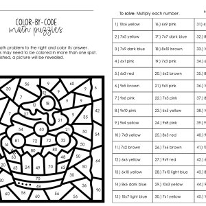 Multiplication Facts Color By Number (Color By Code)