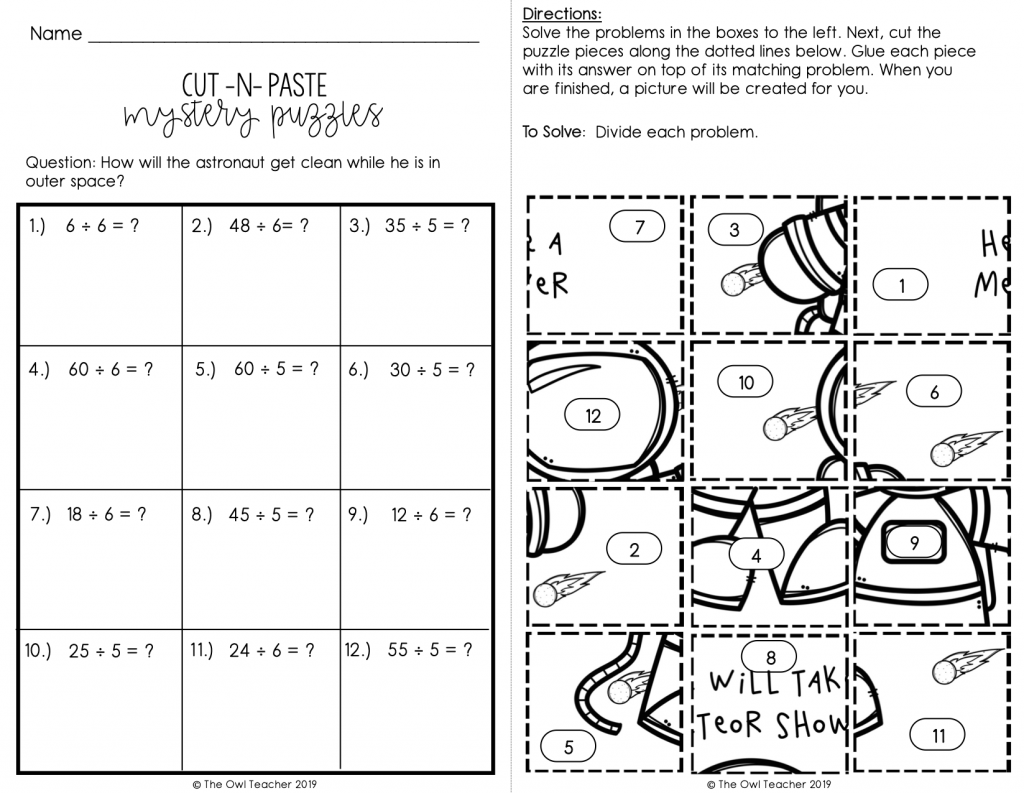 Division Fact Practice Mixed Up Puzzles Printable & Digital (Google