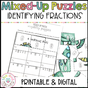 Identifying Fractions Mixed Up Mystery Math Puzzles Printable & Digital