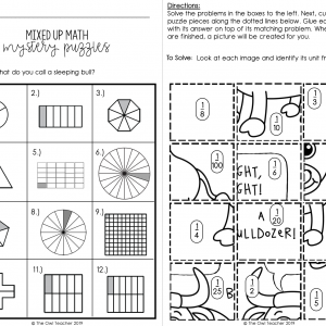 Identifying Fractions Mixed Up Mystery Math Puzzles Printable & Digital
