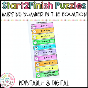 Missing Numbers in an Equation Start2Finish Printable & Digital (Google) Puzzles