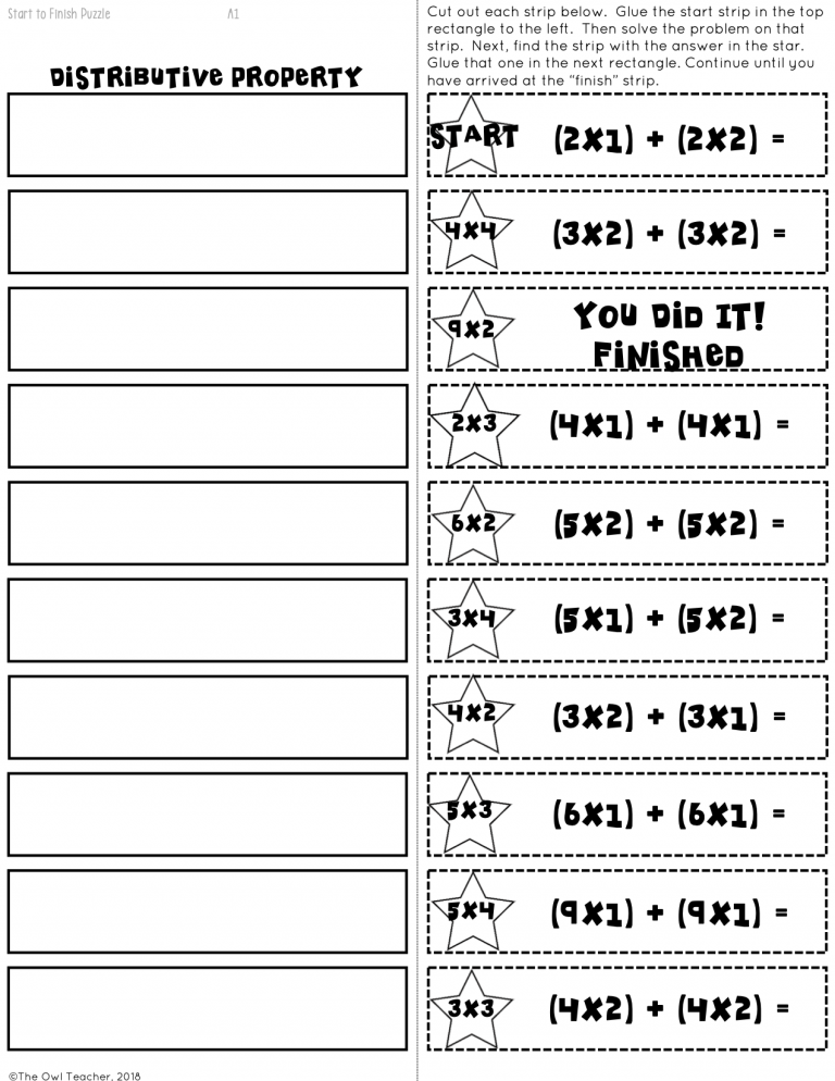 Distributive Property Start2Finish Printable &amp; Digital (Google) Math ...
