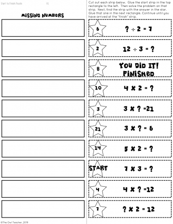 Missing Numbers in an Equation Start2Finish Printable & Digital (Google