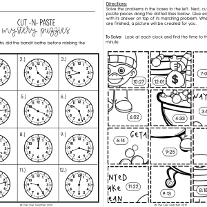 Telling Time to the Nearest Minute Mixed Up Mystery Math Puzzles