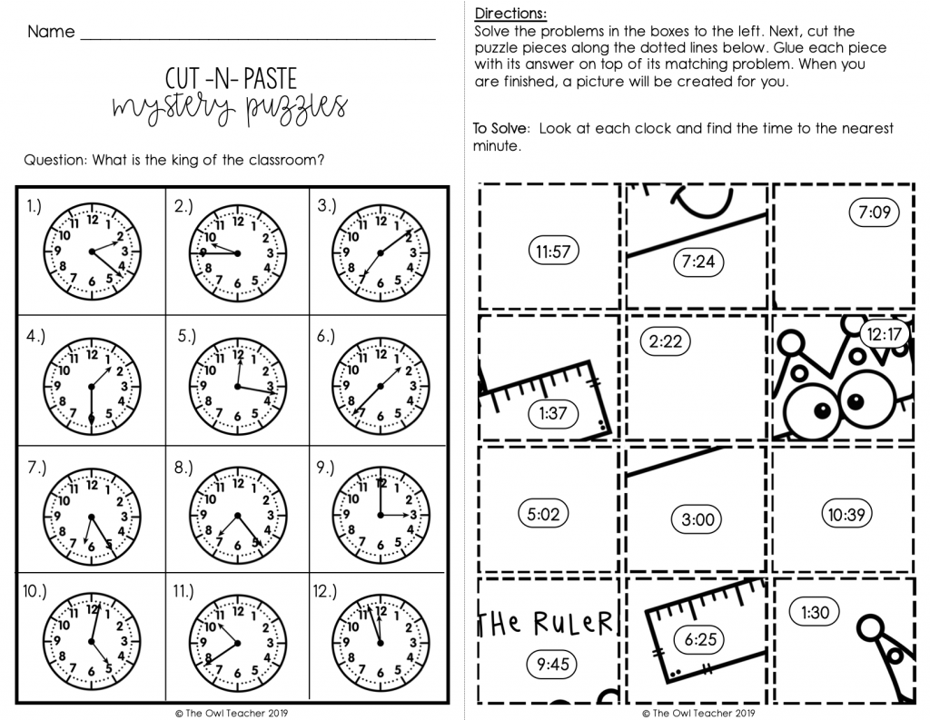 Telling Time to the Nearest Minute Mixed Up Mystery Math Puzzles - Image 4