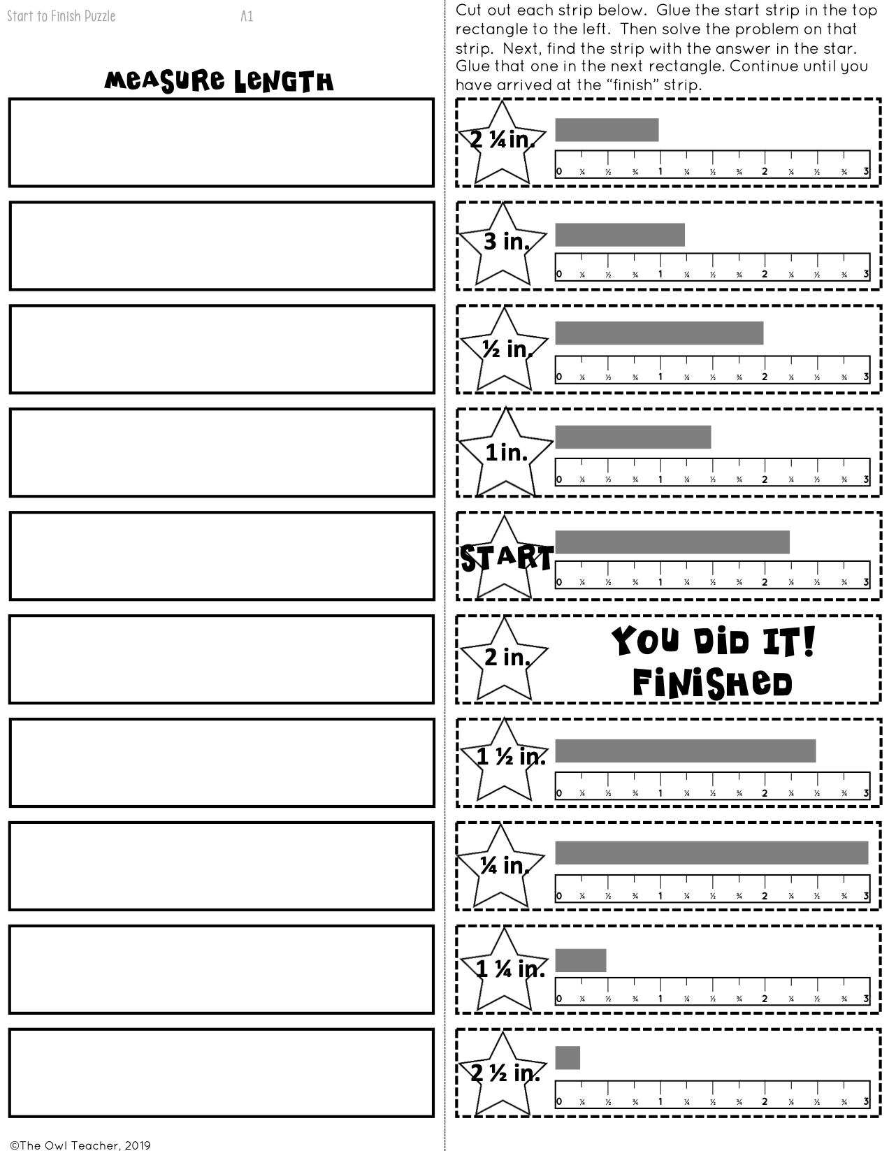 Measuring with a Ruler (with Answer Key)