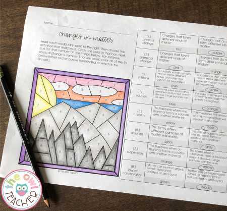 Engage your students with this matter color-by-number activity to help them learn their science vocabulary!