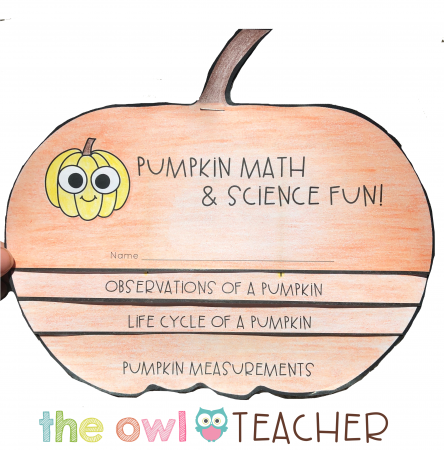 This pumpkin flipbook is free when you read all about the science and math pumpkin activities on The Owl Teacher Blog!