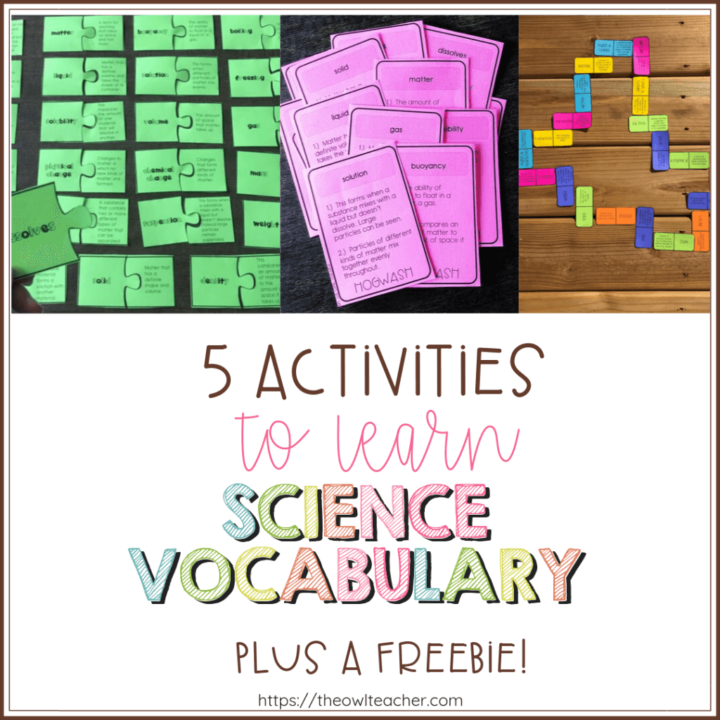 5 Activities to Learn Science Vocabulary The Owl Teacher