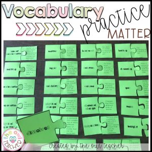 Matter Vocabulary Games and Worksheets Practice