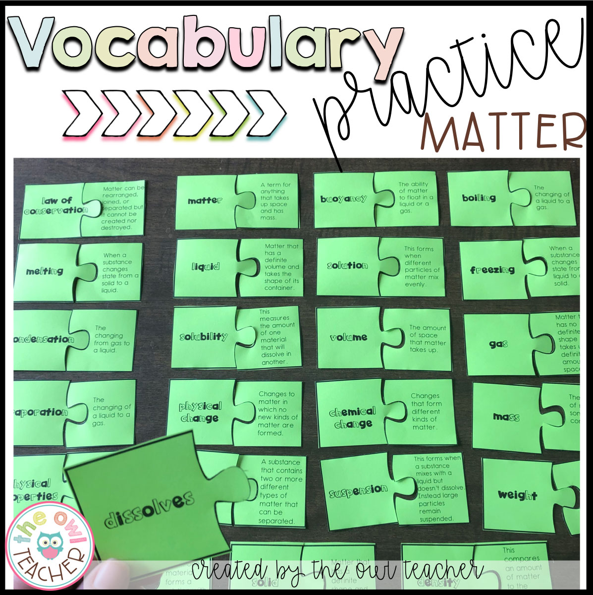Matter Vocabulary Games And Worksheets Practice The Owl Teacher