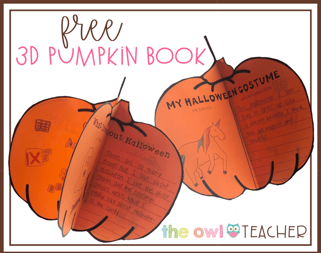 Grab this FREE Halloween 3D Pumpkin book for your next writing activity!