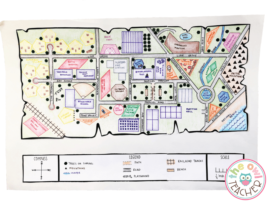 Explore learning the important geometry terms while working on a hands-on math project that integrates social studies! This geometry map project will engage your students definitely help them meet those all-important standards!