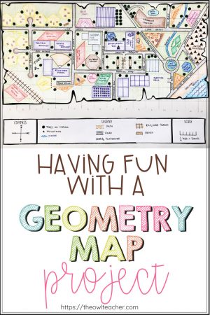 Explore learning the important geometry terms while working on a hands-on math project that integrates social studies! This geometry map project will engage your students definitely help them meet those all-important standards!